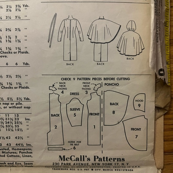 McCalls Vintage Poncho Cape Reversible Sewing Pattern 6524 Misses & Junior Dress - Picture 5 of 5